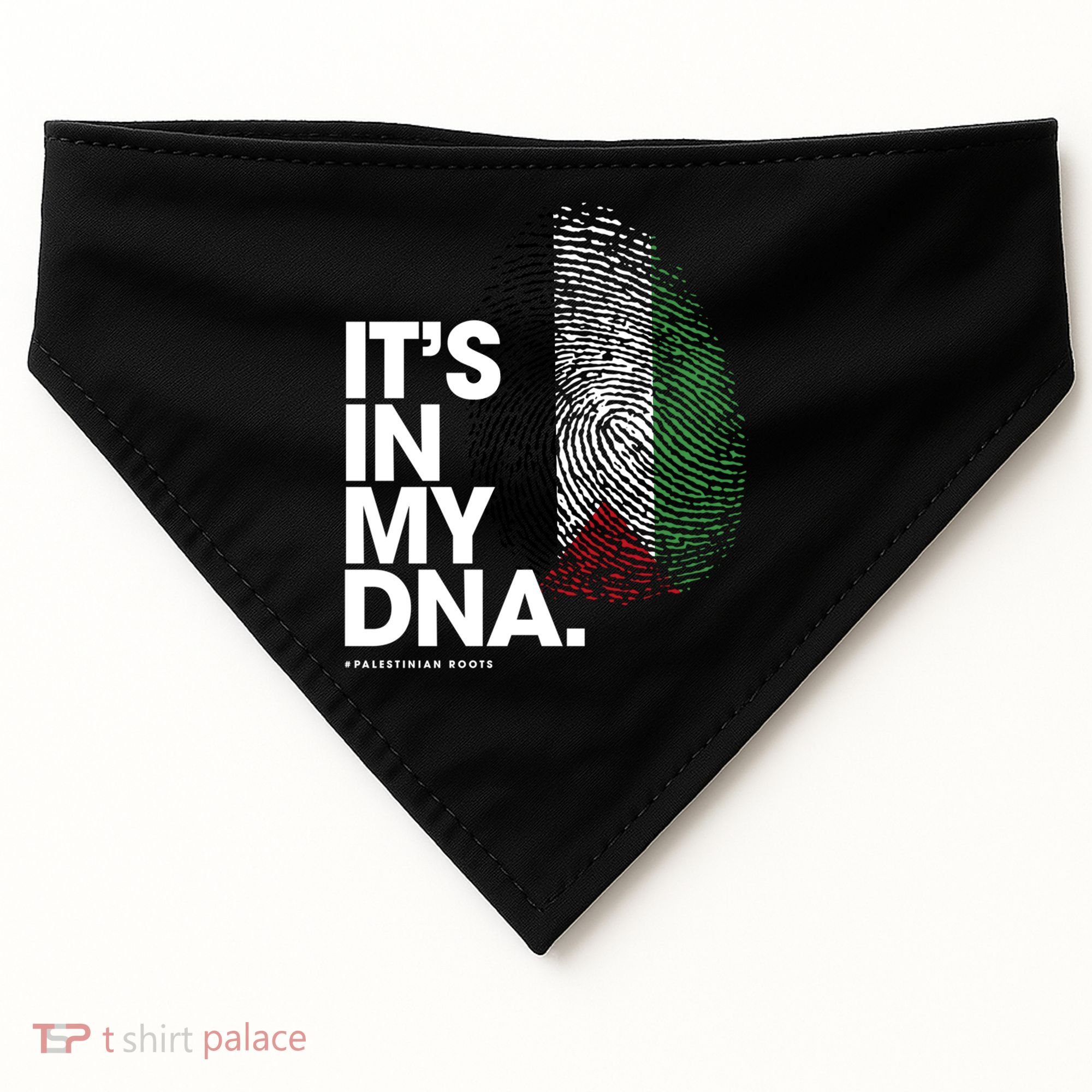 ItS In My Dna Palestine Flag Cool Gift Palestinian Roots Gift USA-Made Doggie Bandana