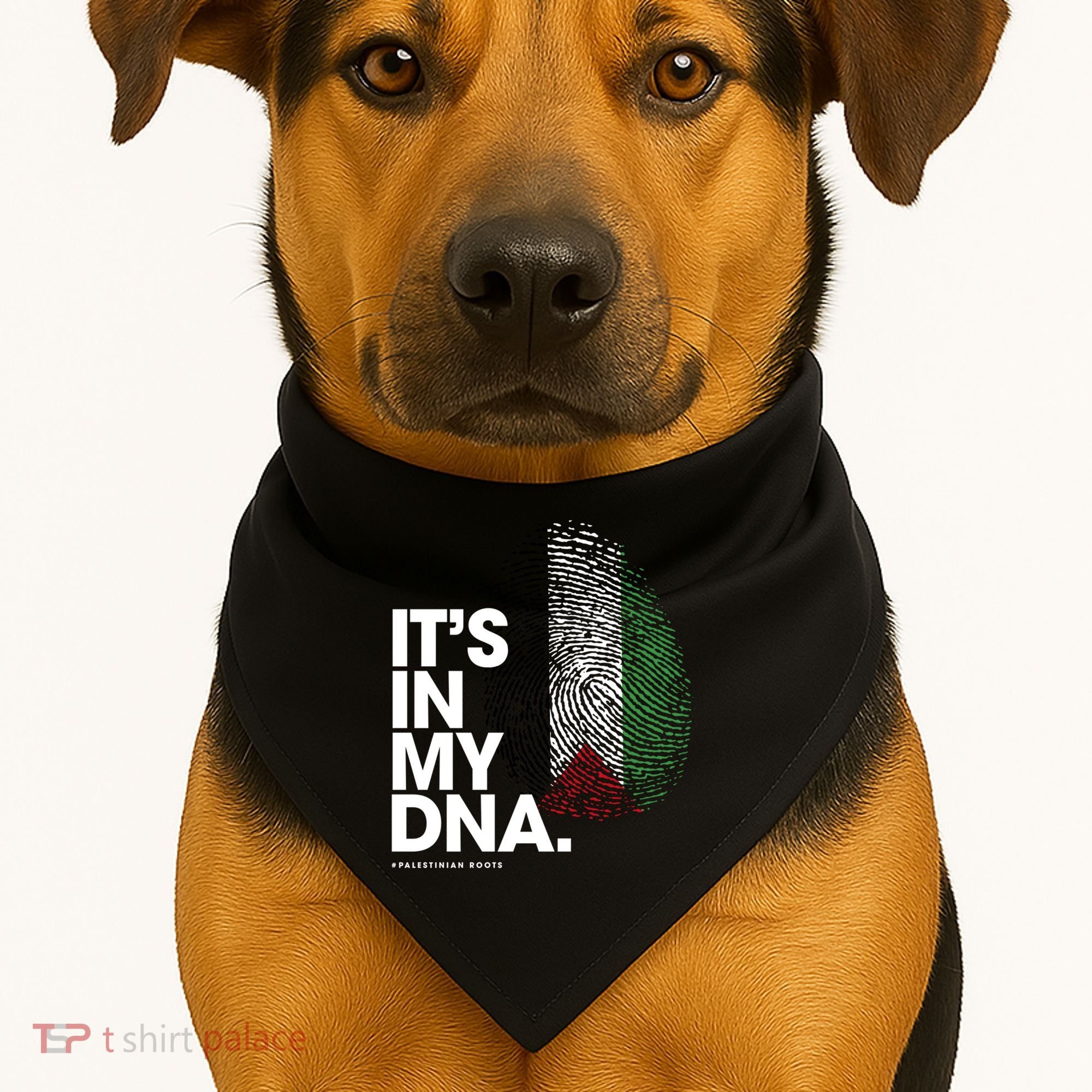 ItS In My Dna Palestine Flag Cool Gift Palestinian Roots Gift USA-Made Doggie Bandana