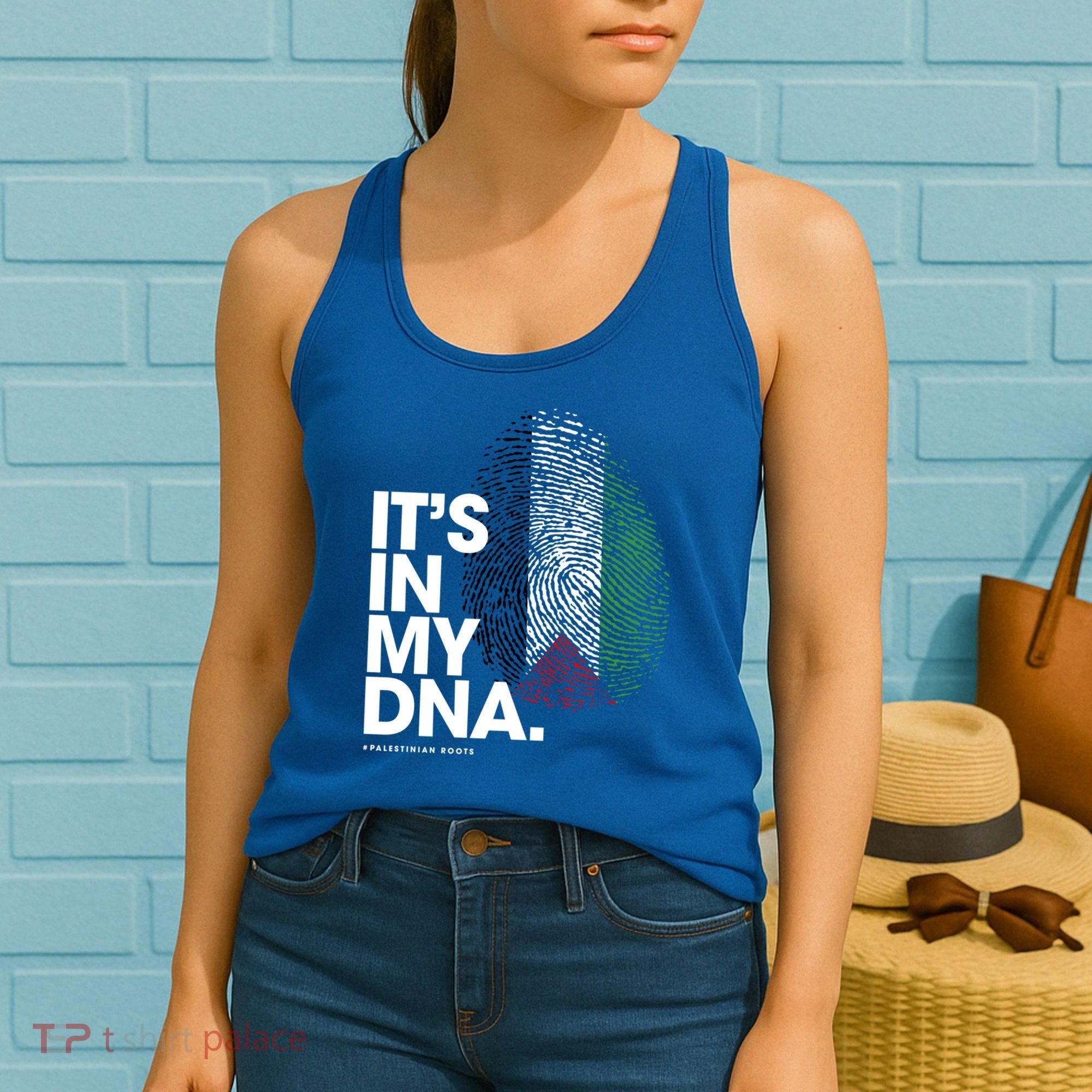 ItS In My Dna Palestine Flag Cool Gift Palestinian Roots Gift Women's Tank Top