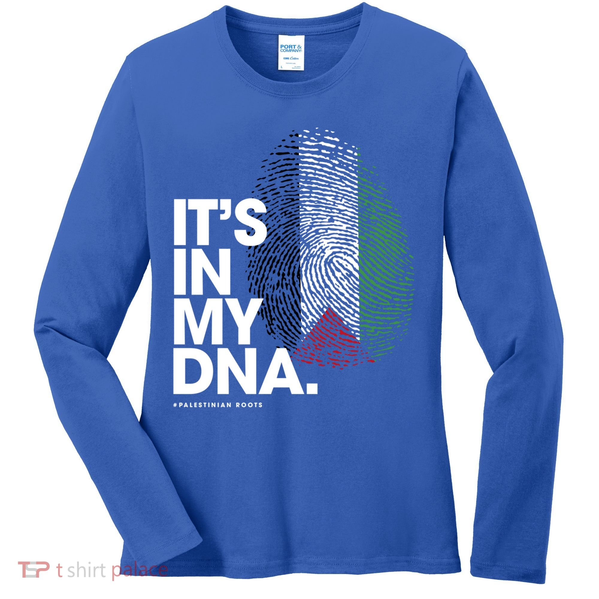 ItS In My Dna Palestine Flag Cool Gift Palestinian Roots Gift Women's Long Sleeve Shirt