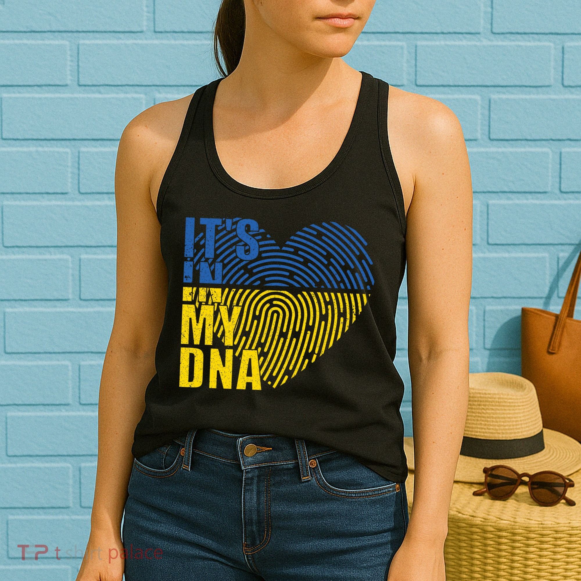 Its In My DNA Urkraine Flag Finger Print Women's Tank Top