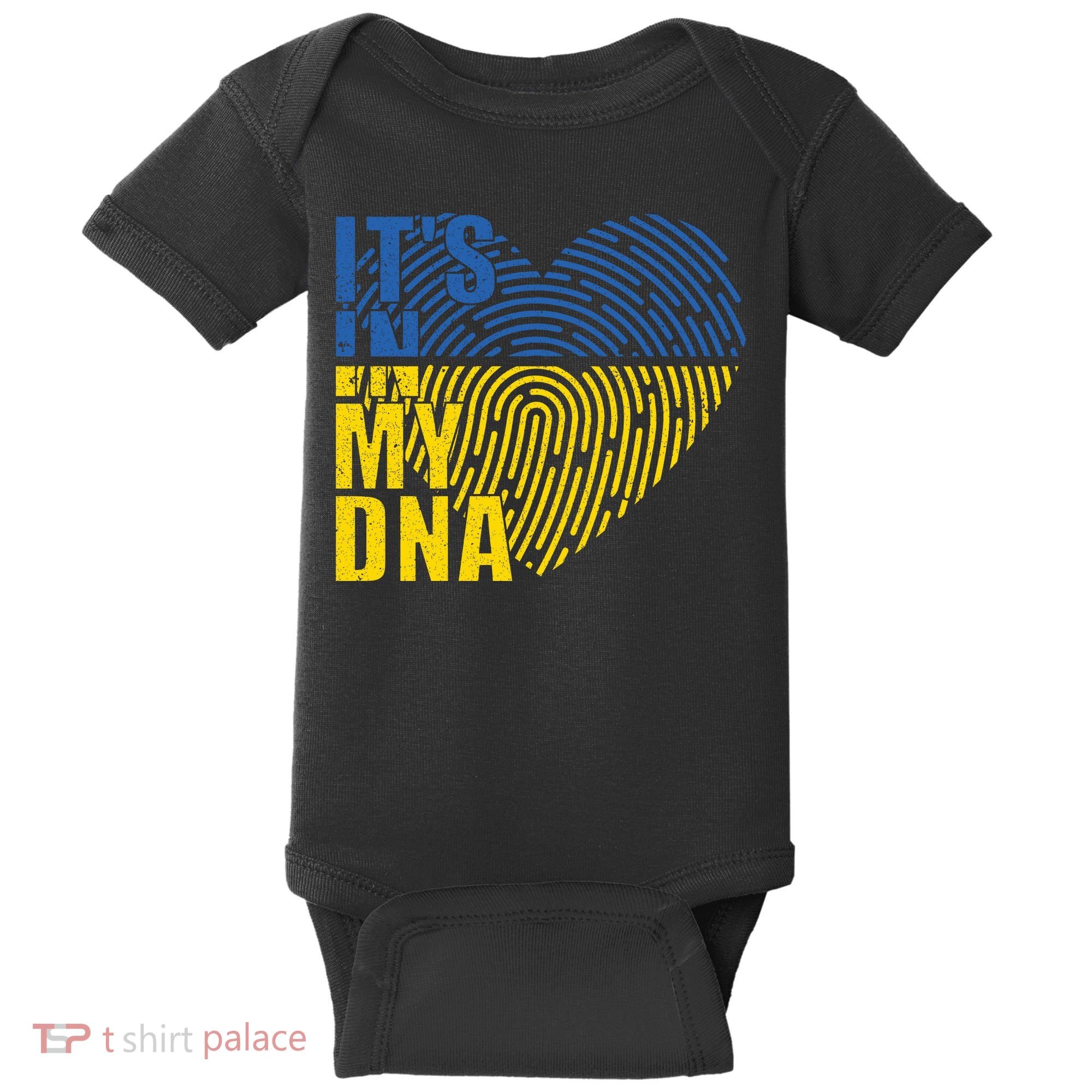 Its In My DNA Urkraine Flag Finger Print Baby Bodysuit