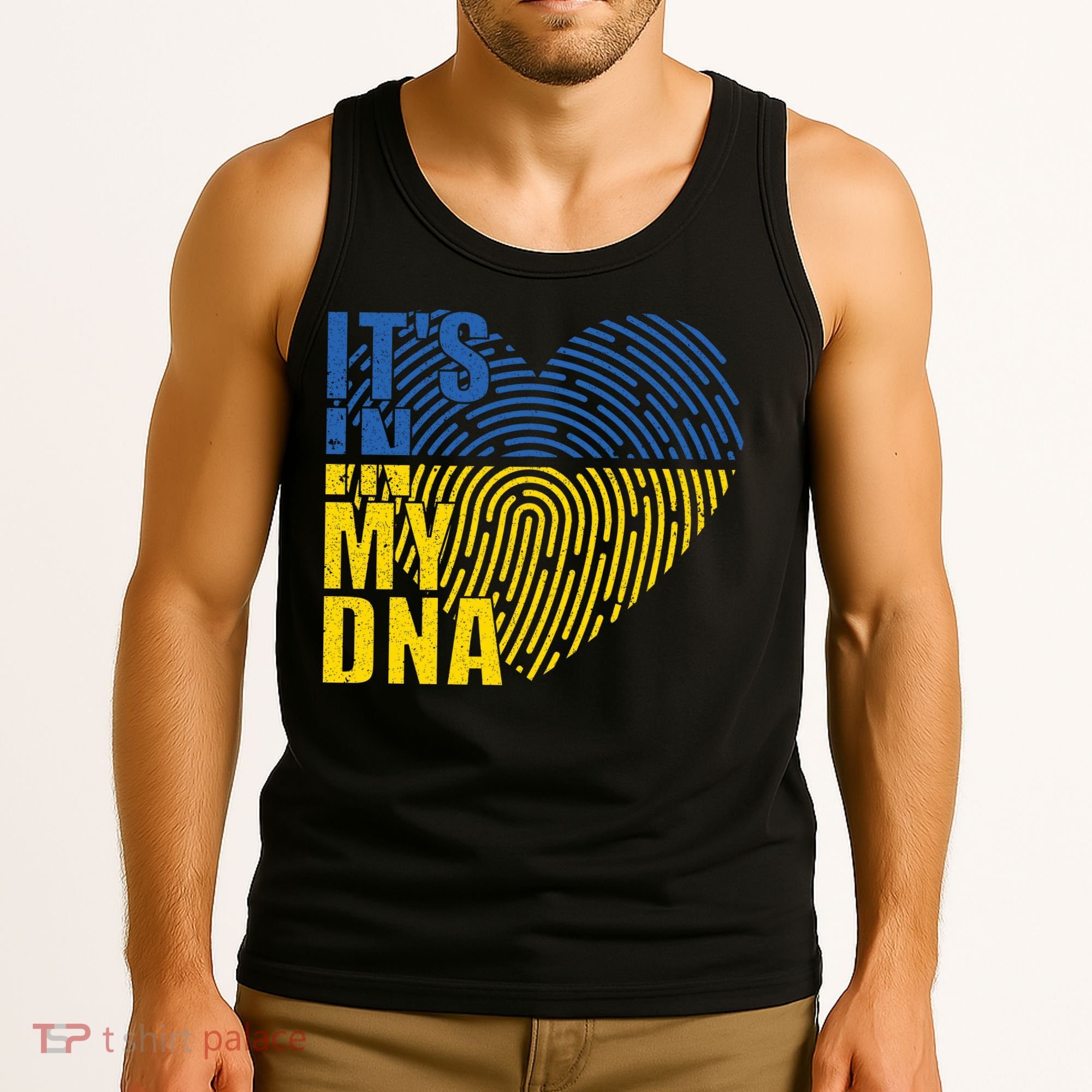 Its In My DNA Urkraine Flag Finger Print Tank Top