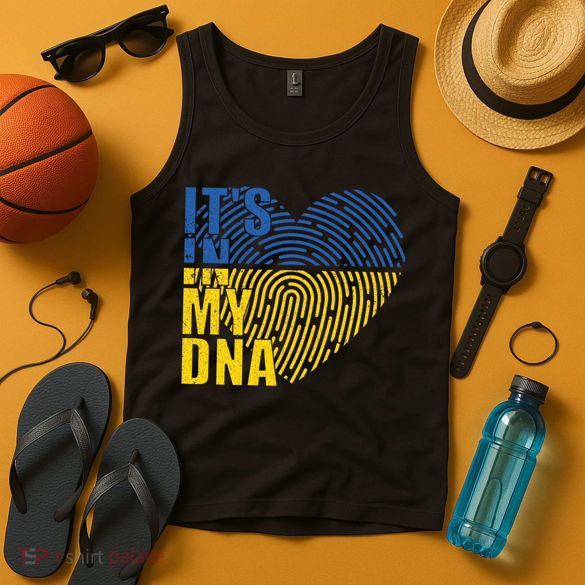 Its In My DNA Urkraine Flag Finger Print Tank Top