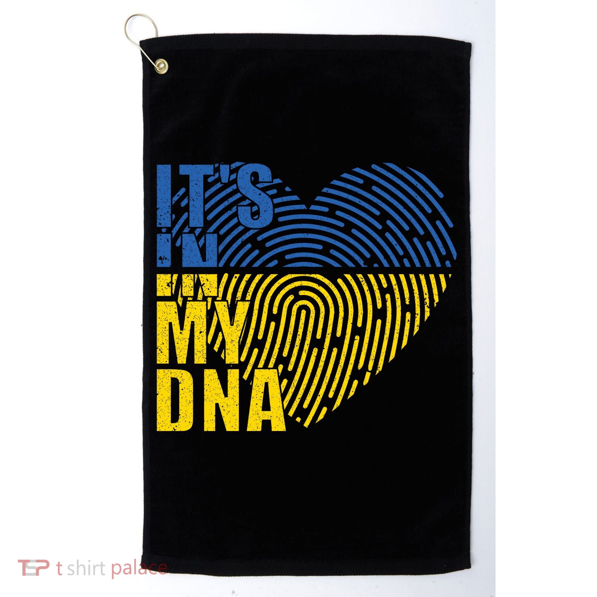 Its In My DNA Urkraine Flag Finger Print Golf Towel