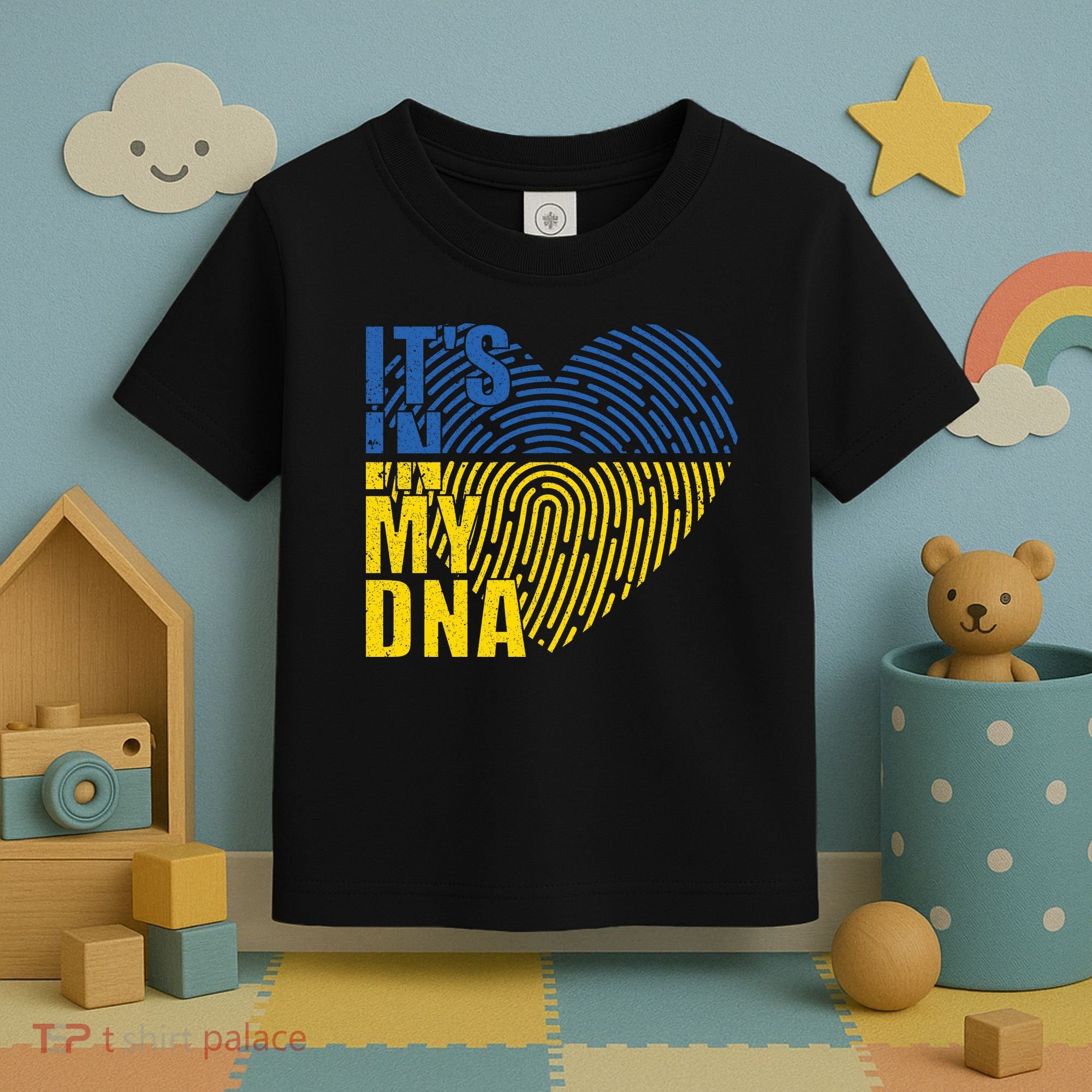 Its In My DNA Urkraine Flag Finger Print Toddler T-Shirt