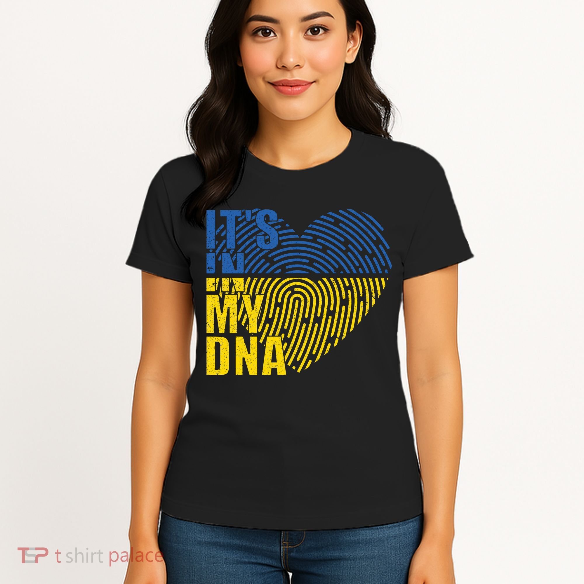 Its In My DNA Urkraine Flag Finger Print Women's T-Shirt