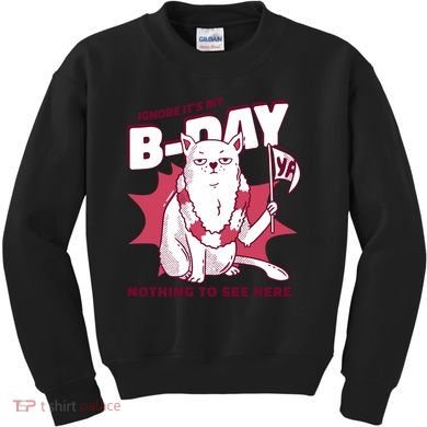 Ignore It's My Birthday Nothing To See Here Cat Kids Sweatshirt