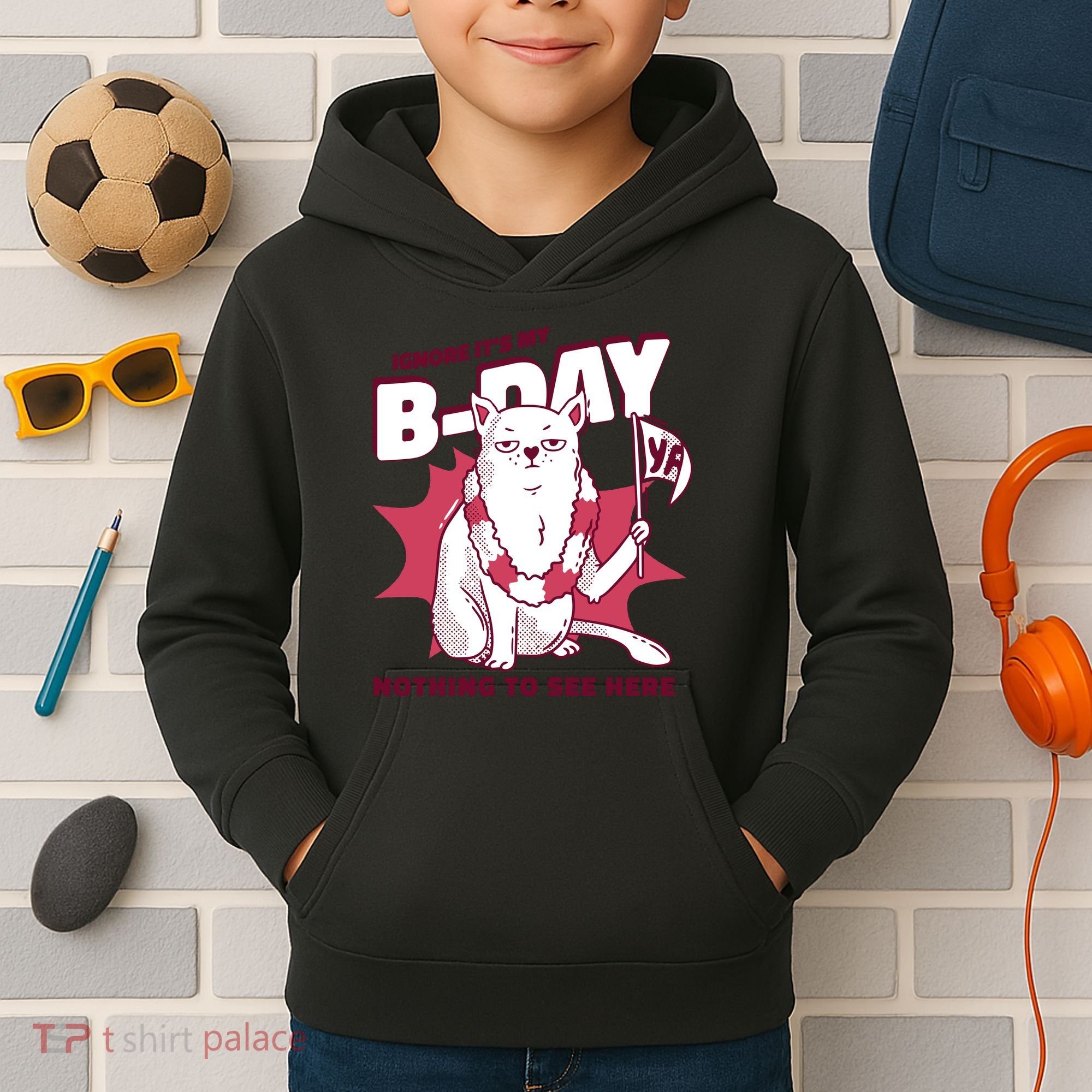 Ignore It's My Birthday Nothing To See Here Cat Kids Hoodie