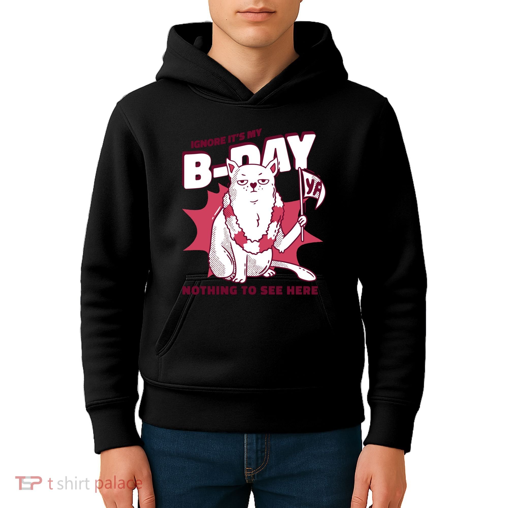 Ignore It's My Birthday Nothing To See Here Cat Kids Hoodie