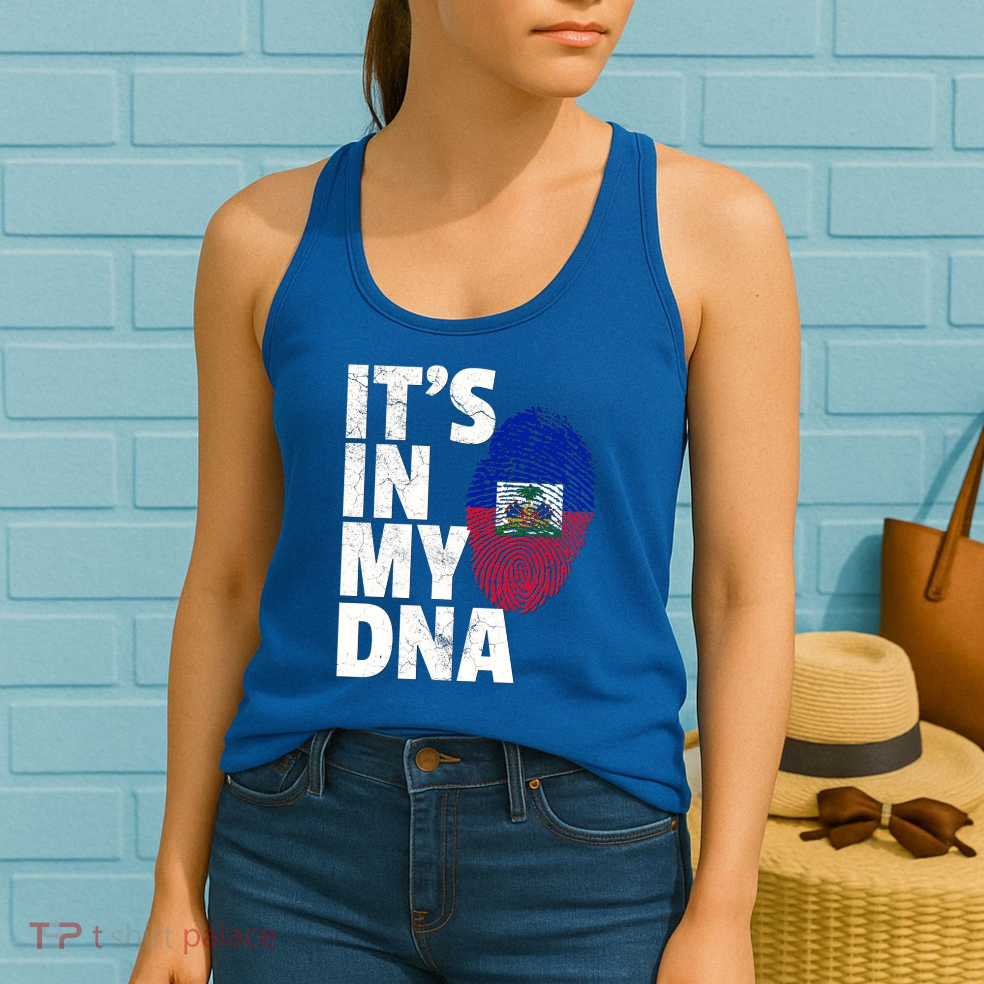 It's In My Dna Haiti Haitian Flag Pride Country Gift Mom Dad Meaningful Gift Women's Tank Top