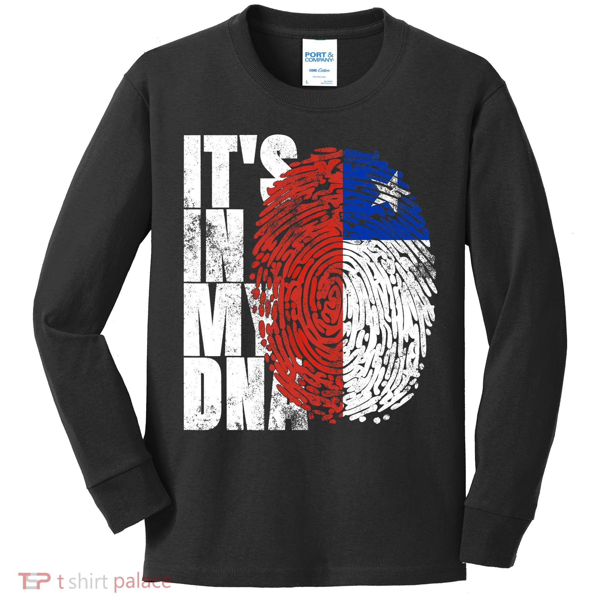 It's In My DNA Chilean Hispanic Gift Chileno Cool Chile Flag Kids Long Sleeve Shirt