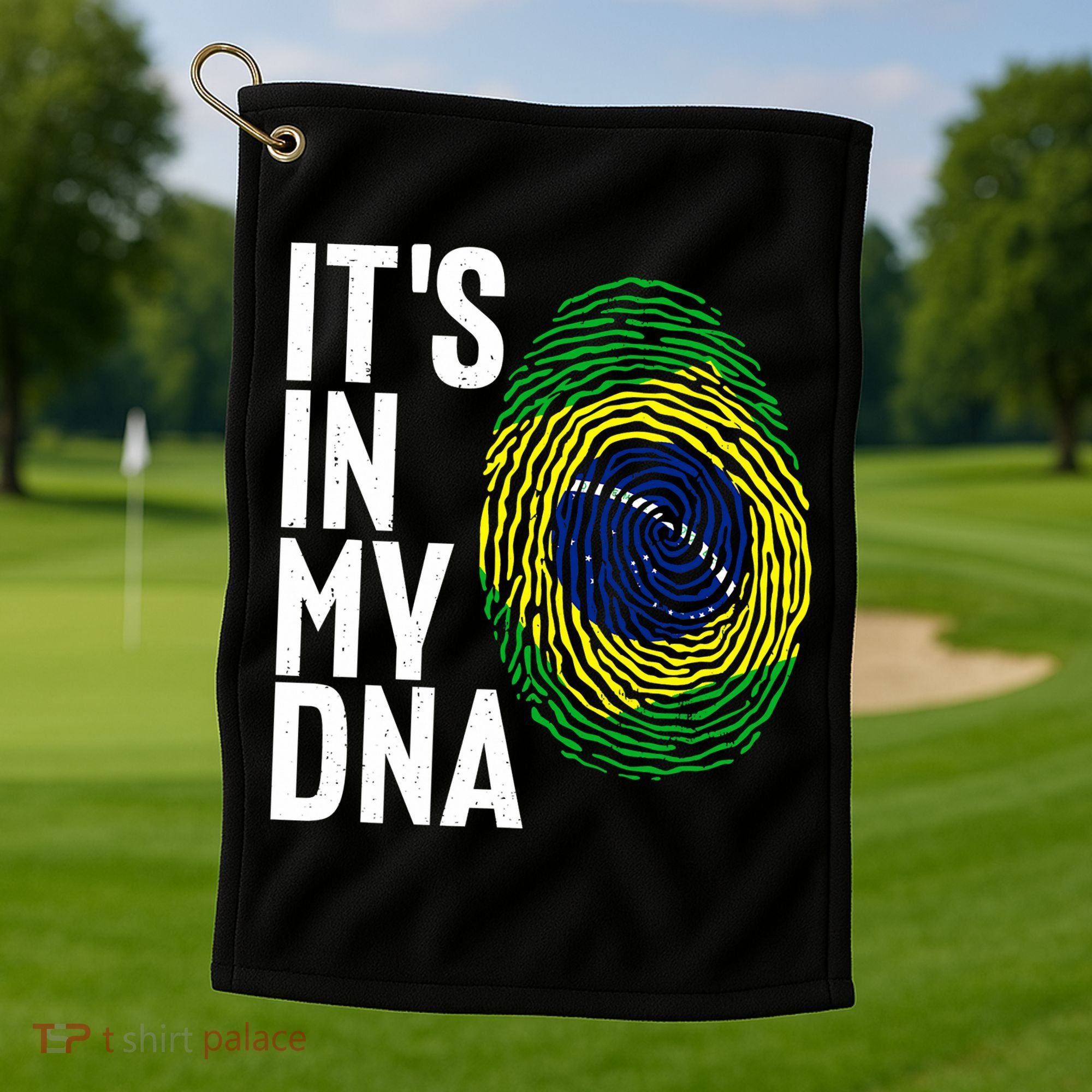 It's In My DNA Brazil Flag Jersey Brazil National Pride Golf Towel