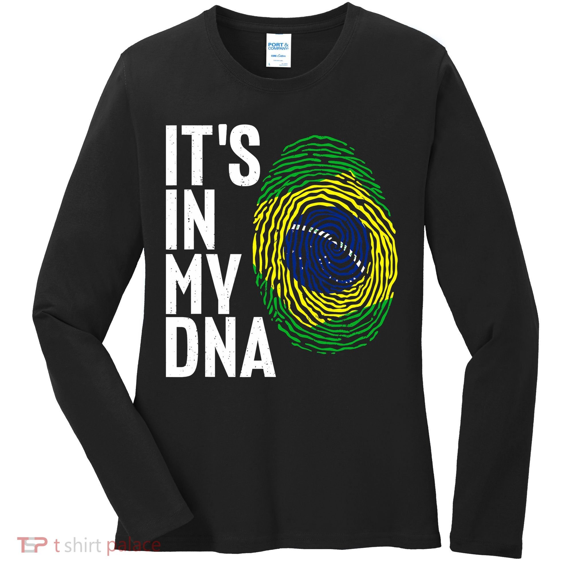 It's In My DNA Brazil Flag Jersey Brazil National Pride Women's Long Sleeve Shirt
