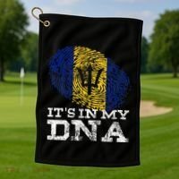 It's In My DNA Barbados Cool Barbadian Afro Bajan Flag Golf Towel thumb 1