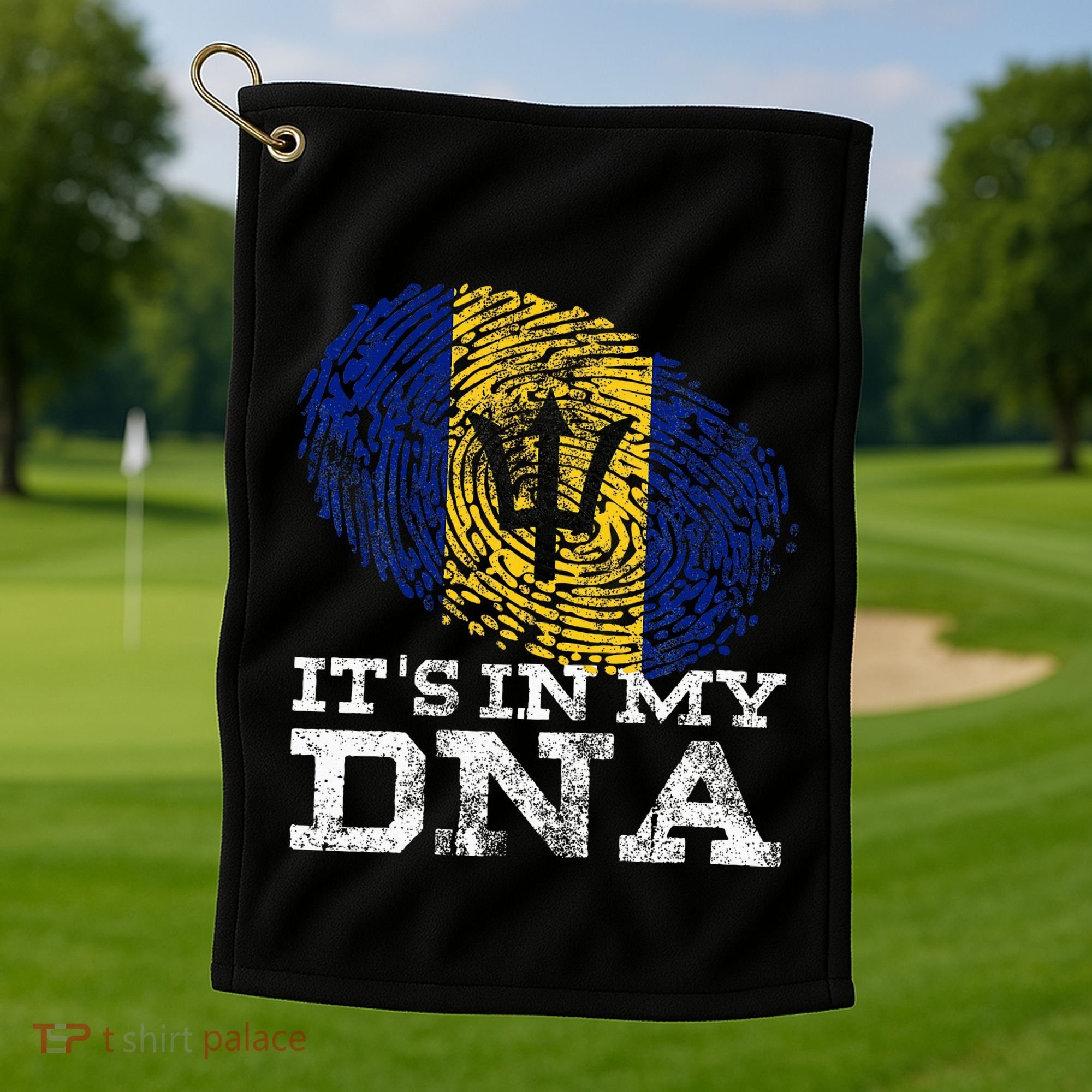 It's In My DNA Barbados Cool Barbadian Afro Bajan Flag Golf Towel