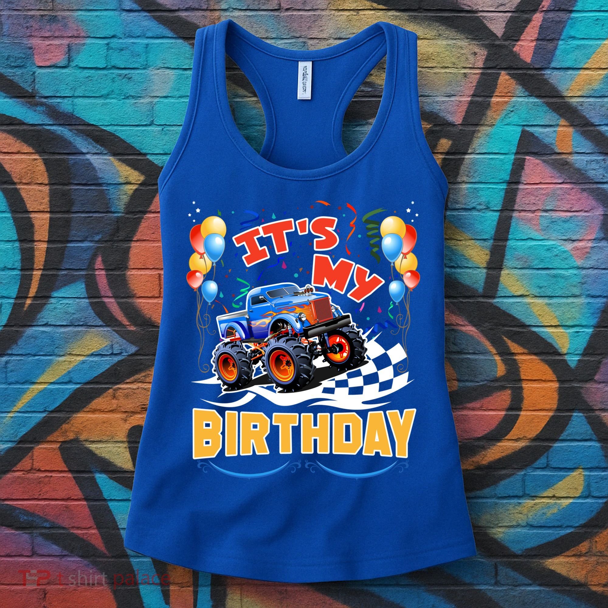 It Is My Birthday Boy Monster Truck Car Party Day Kids Cute Gift Women's Tank Top