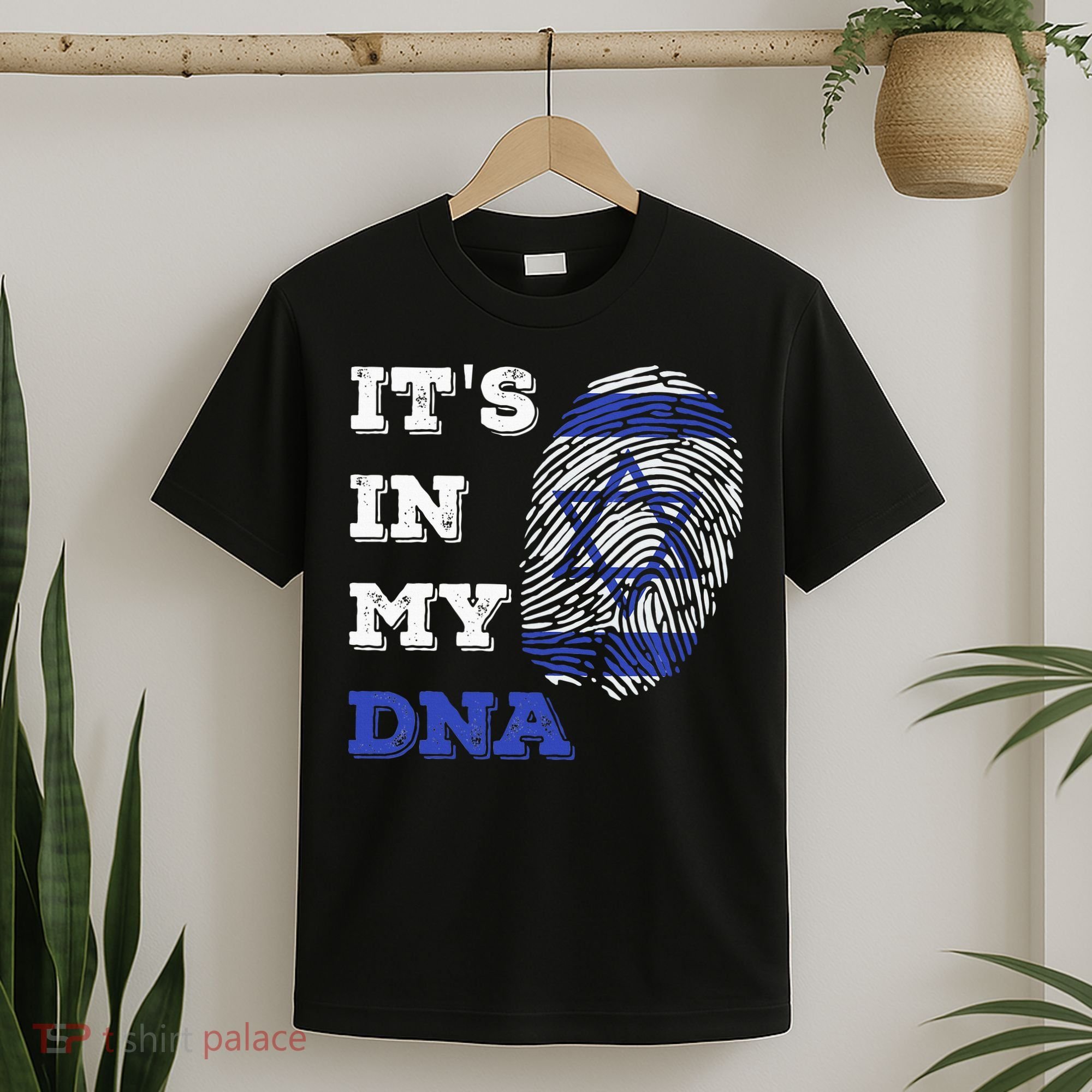 ItS In My Dna Israel Flag Fingerprint Israeli Patriotic T-Shirt