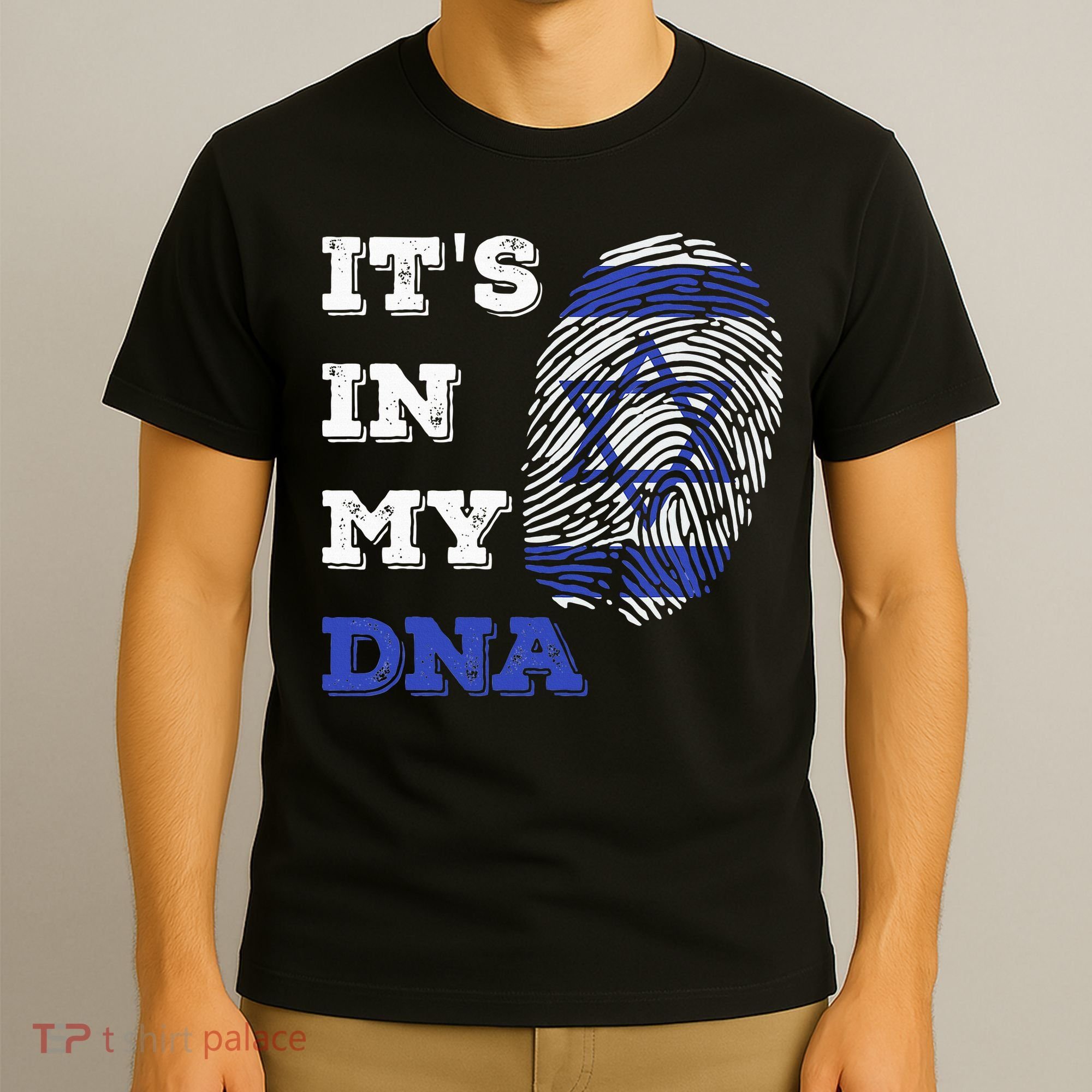 ItS In My Dna Israel Flag Fingerprint Israeli Patriotic T-Shirt