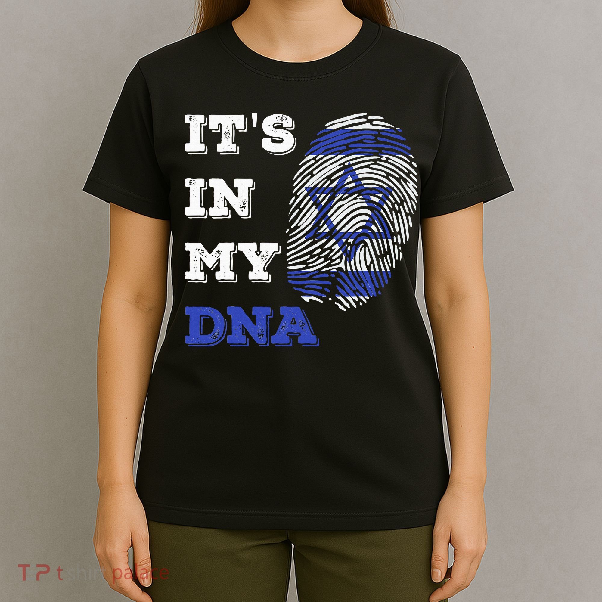 ItS In My Dna Israel Flag Fingerprint Israeli Patriotic T-Shirt