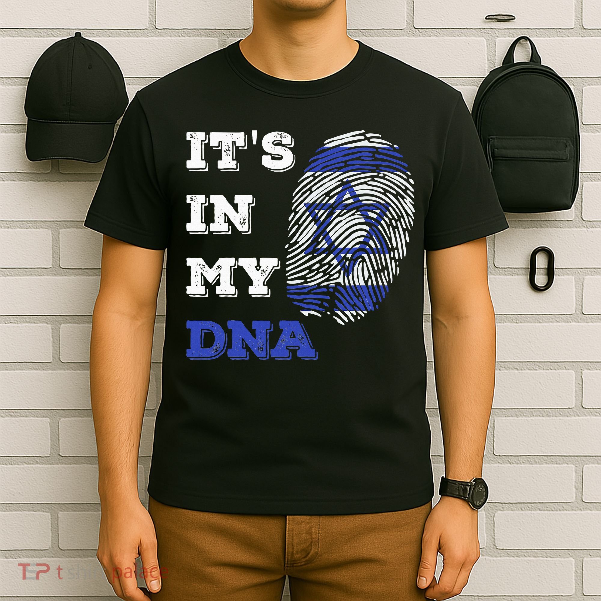 ItS In My Dna Israel Flag Fingerprint Israeli Patriotic T-Shirt