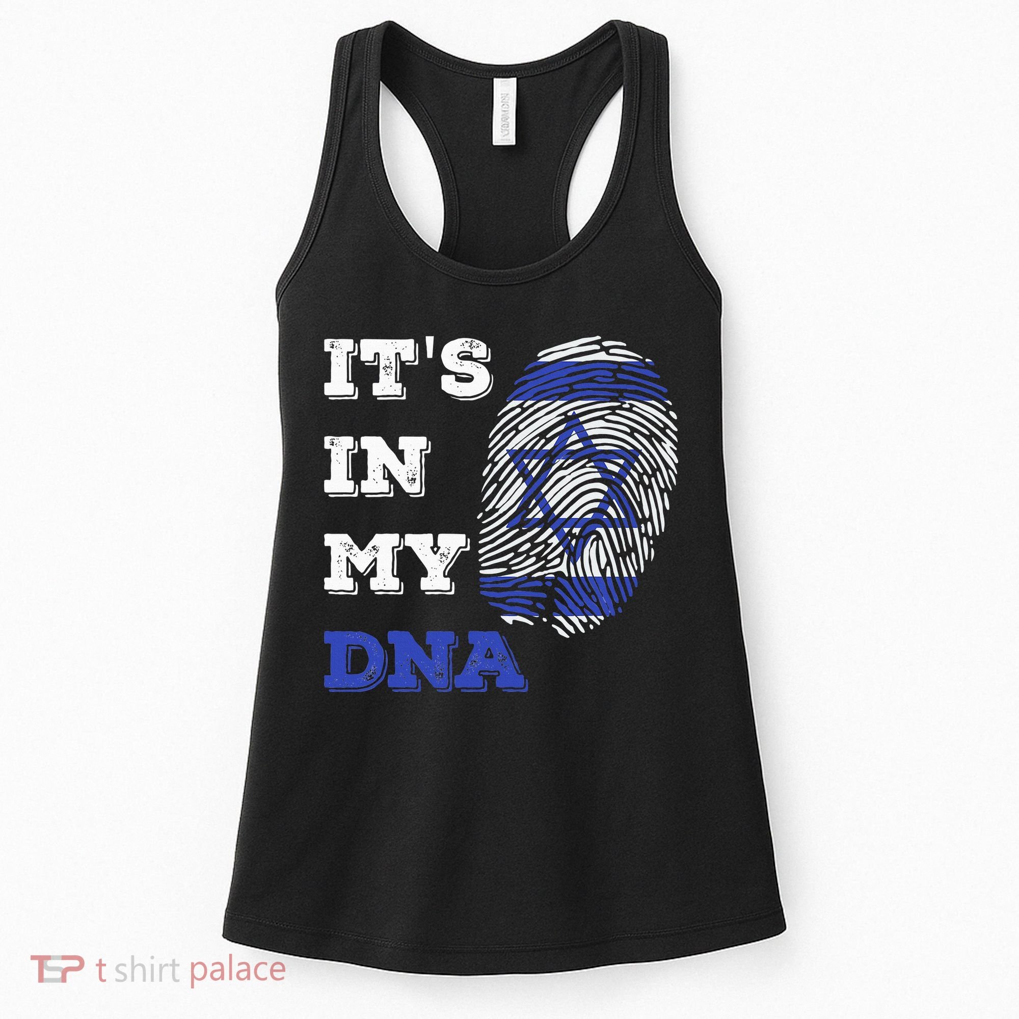 ItS In My Dna Israel Flag Fingerprint Israeli Patriotic Women's Tank Top