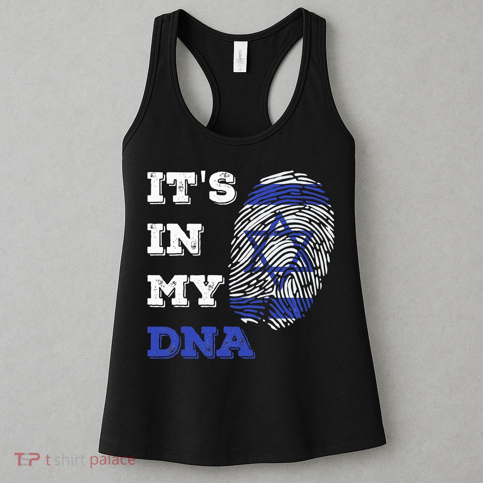 ItS In My Dna Israel Flag Fingerprint Israeli Patriotic Women's Tank Top