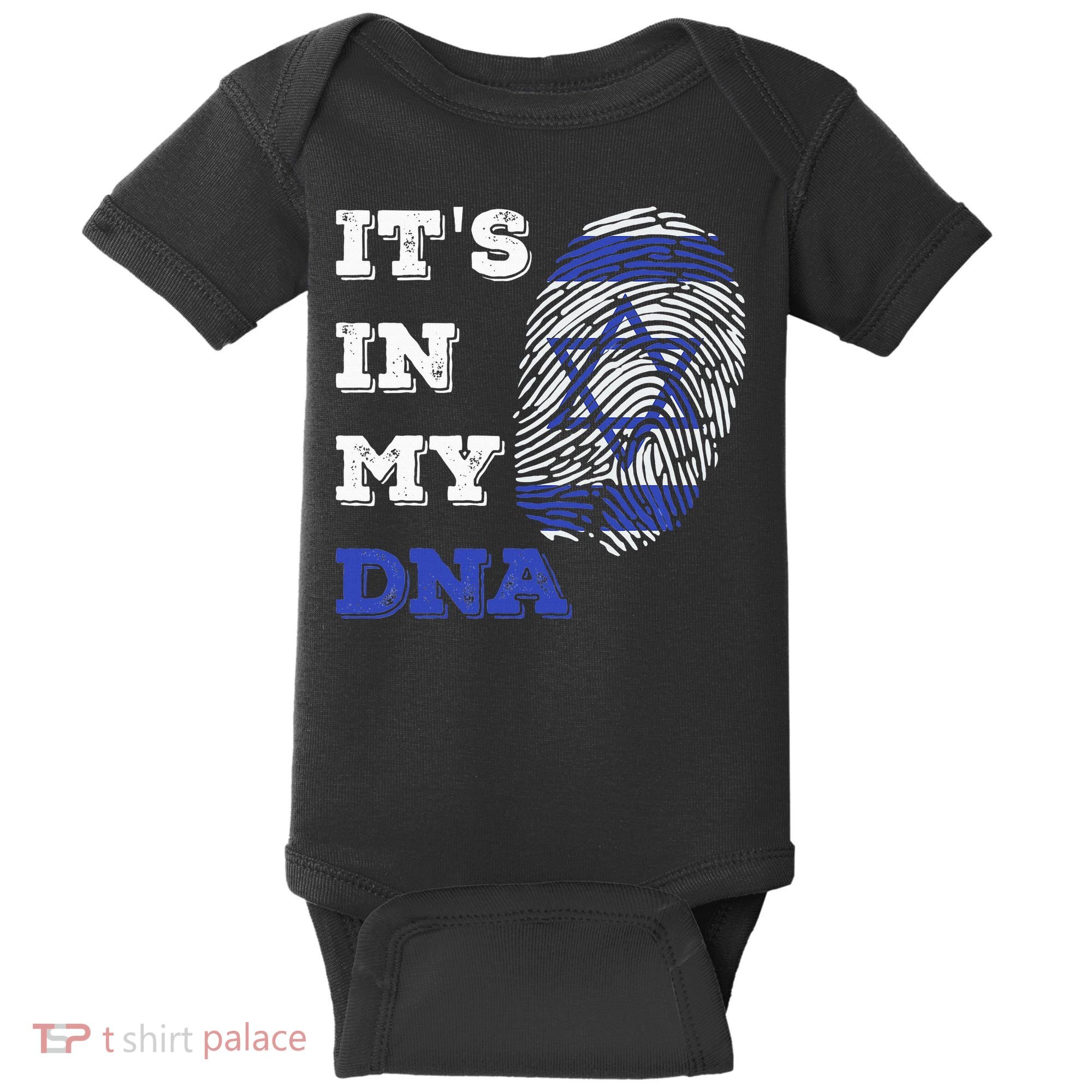 ItS In My Dna Israel Flag Fingerprint Israeli Patriotic Baby Bodysuit