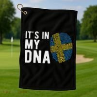 It's In My Dna Sweden Flag Swedish Gift Golf Towel thumb 1