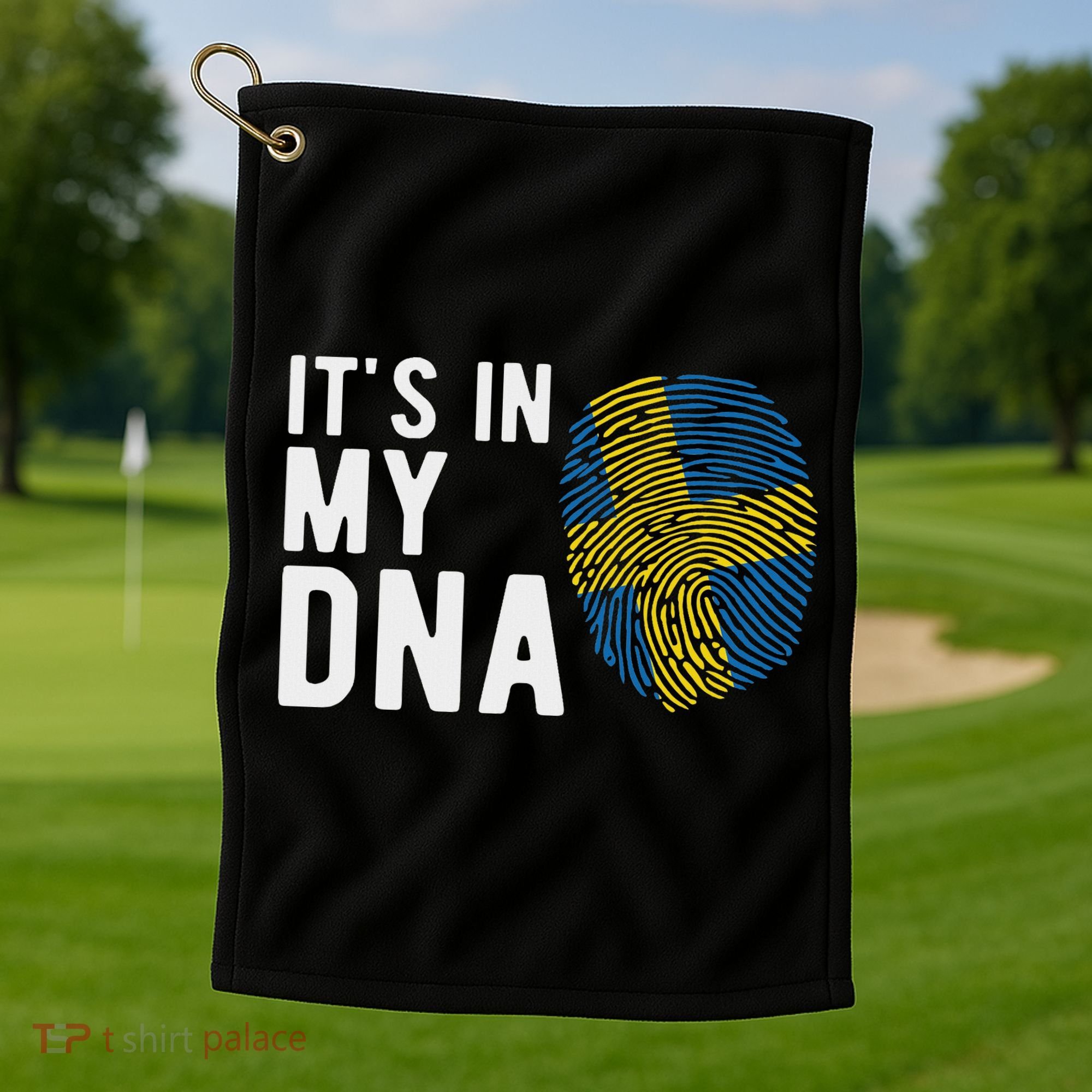 It's In My Dna Sweden Flag Swedish Gift Golf Towel