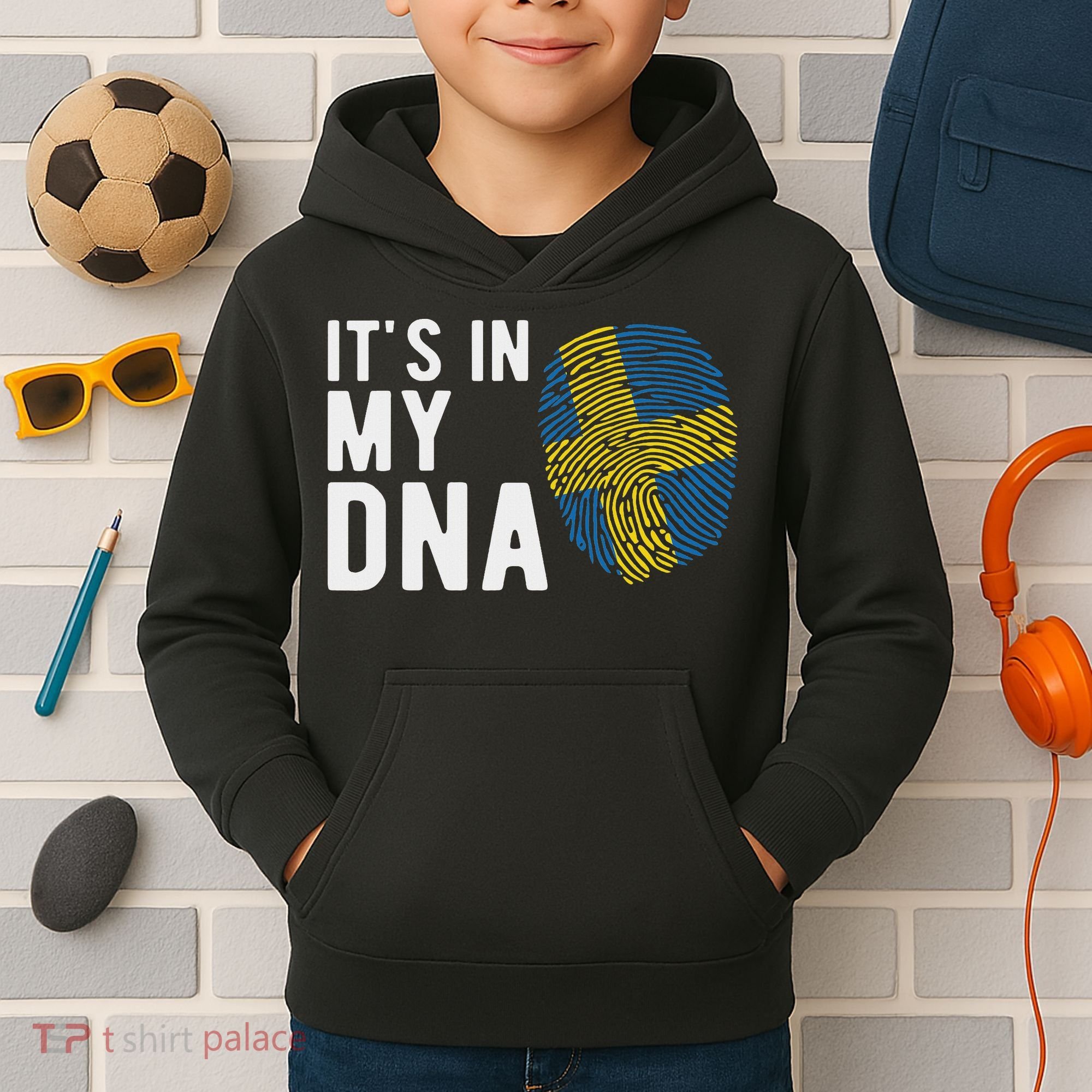 It's In My Dna Sweden Flag Swedish Gift Kids Hoodie