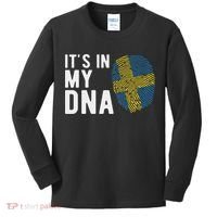 It's In My Dna Sweden Flag Swedish Gift Kids Long Sleeve Shirt thumb 0