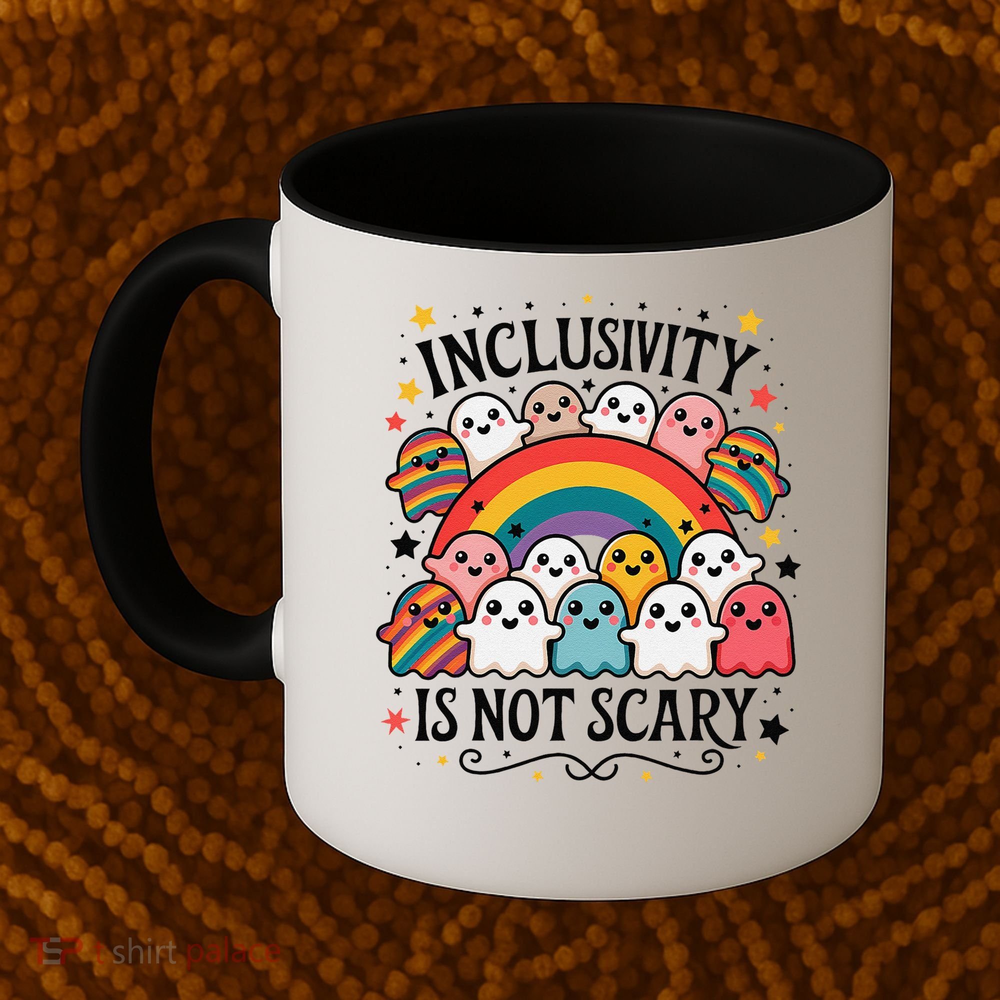 Inclusivity Is Not Scary  Cute Ghost Welcome Here Funny Coffee Mug