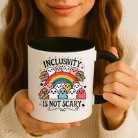 Inclusivity Is Not Scary  Cute Ghost Welcome Here Funny Coffee Mug thumb 3
