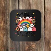 Inclusivity Is Not Scary  Cute Ghost Welcome Here Funny Coaster thumb 0