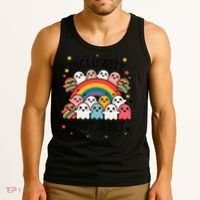 Inclusivity Is Not Scary  Cute Ghost Welcome Here Funny Tank Top thumb 3