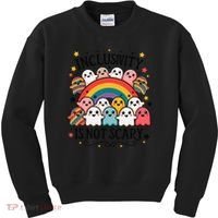 Inclusivity Is Not Scary  Cute Ghost Welcome Here Funny Kids Sweatshirt thumb 0