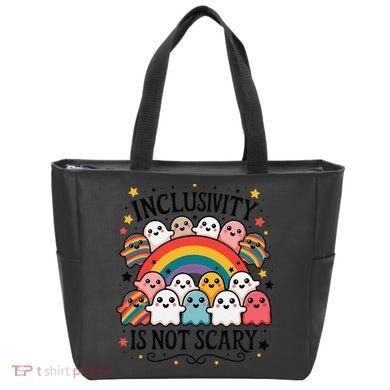 Inclusivity Is Not Scary  Cute Ghost Welcome Here Funny Tote Bag