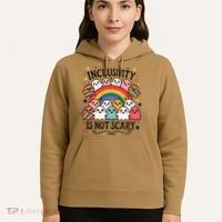 Inclusivity Is Not Scary  Cute Ghost Welcome Here Funny Hoodie thumb 5