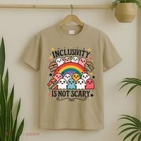 Inclusivity Is Not Scary  Cute Ghost Welcome Here Funny T-Shirt thumb 2
