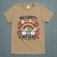 Inclusivity Is Not Scary  Cute Ghost Welcome Here Funny T-Shirt thumb 5