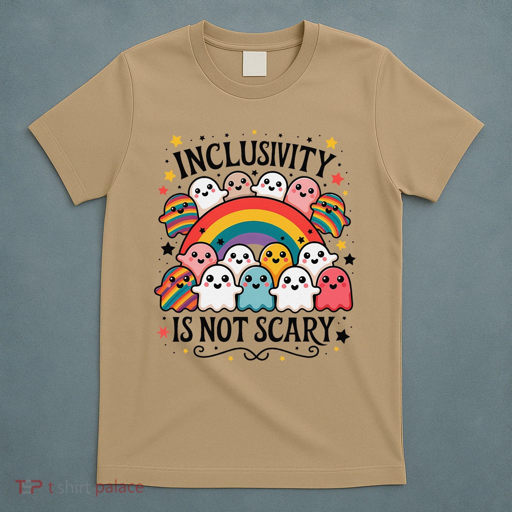 Inclusivity Is Not Scary  Cute Ghost Welcome Here Funny T-Shirt