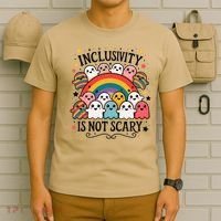 Inclusivity Is Not Scary  Cute Ghost Welcome Here Funny T-Shirt thumb 6