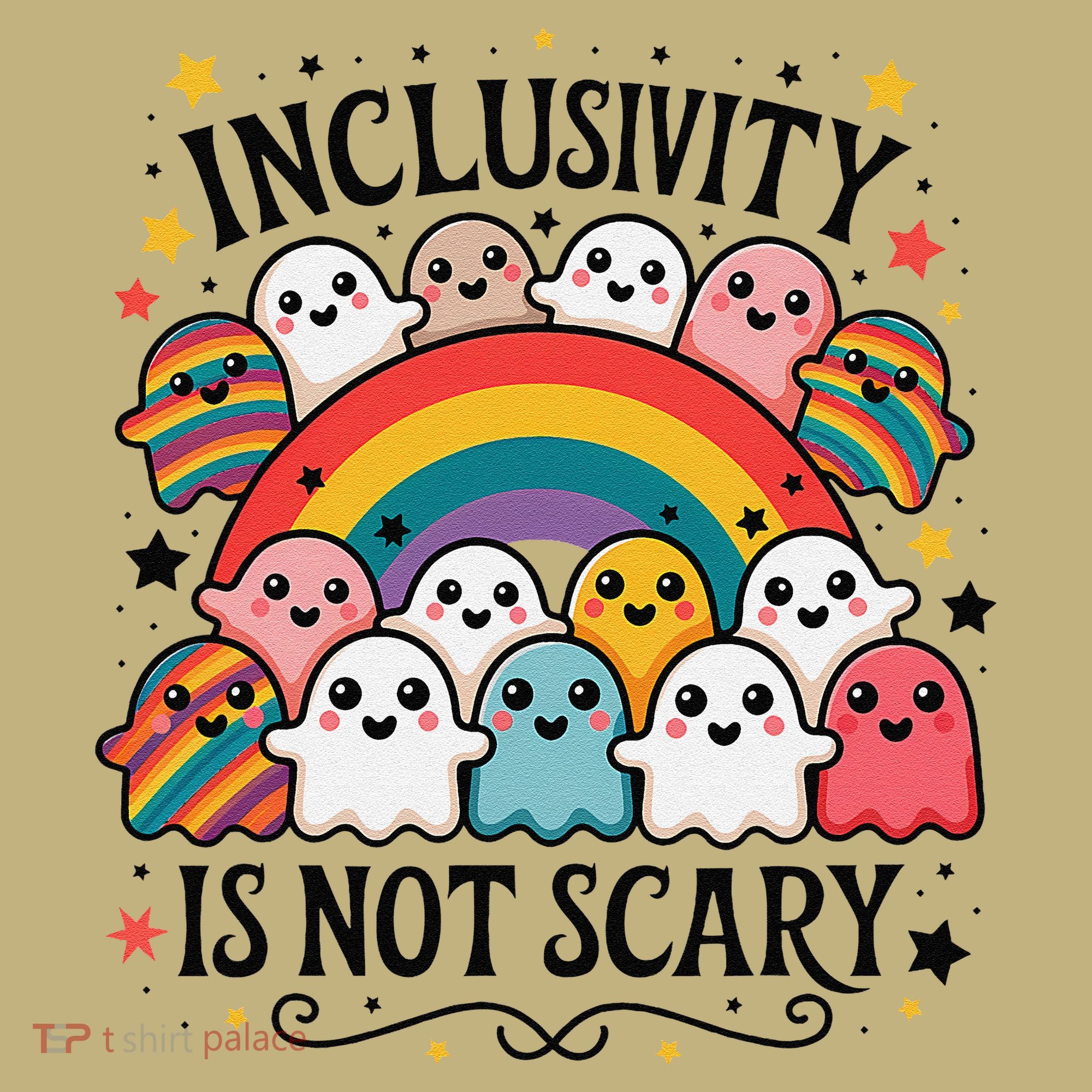 Inclusivity Is Not Scary  Cute Ghost Welcome Here Funny Polo