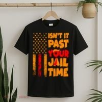 Isnt It Past Your Jail Time Anti Trump Distressed Usa Flag T-Shirt thumb 2