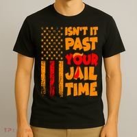 Isnt It Past Your Jail Time Anti Trump Distressed Usa Flag T-Shirt thumb 3