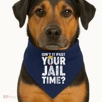 Isnt It Past Your Jail Time Anti Trump USA-Made Doggie Bandana thumb 1
