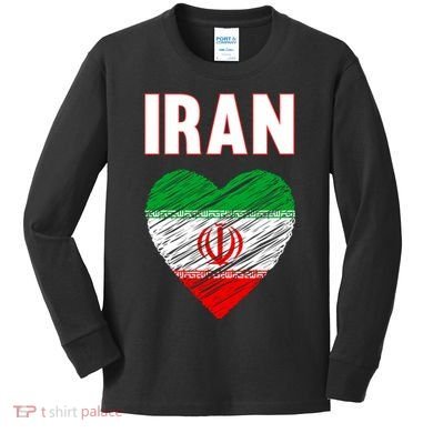 Iran Iranian Persian Pride Heart Kids Long Sleeve Shirt