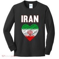 Iran Iranian Persian Pride Heart Kids Long Sleeve Shirt thumb 0
