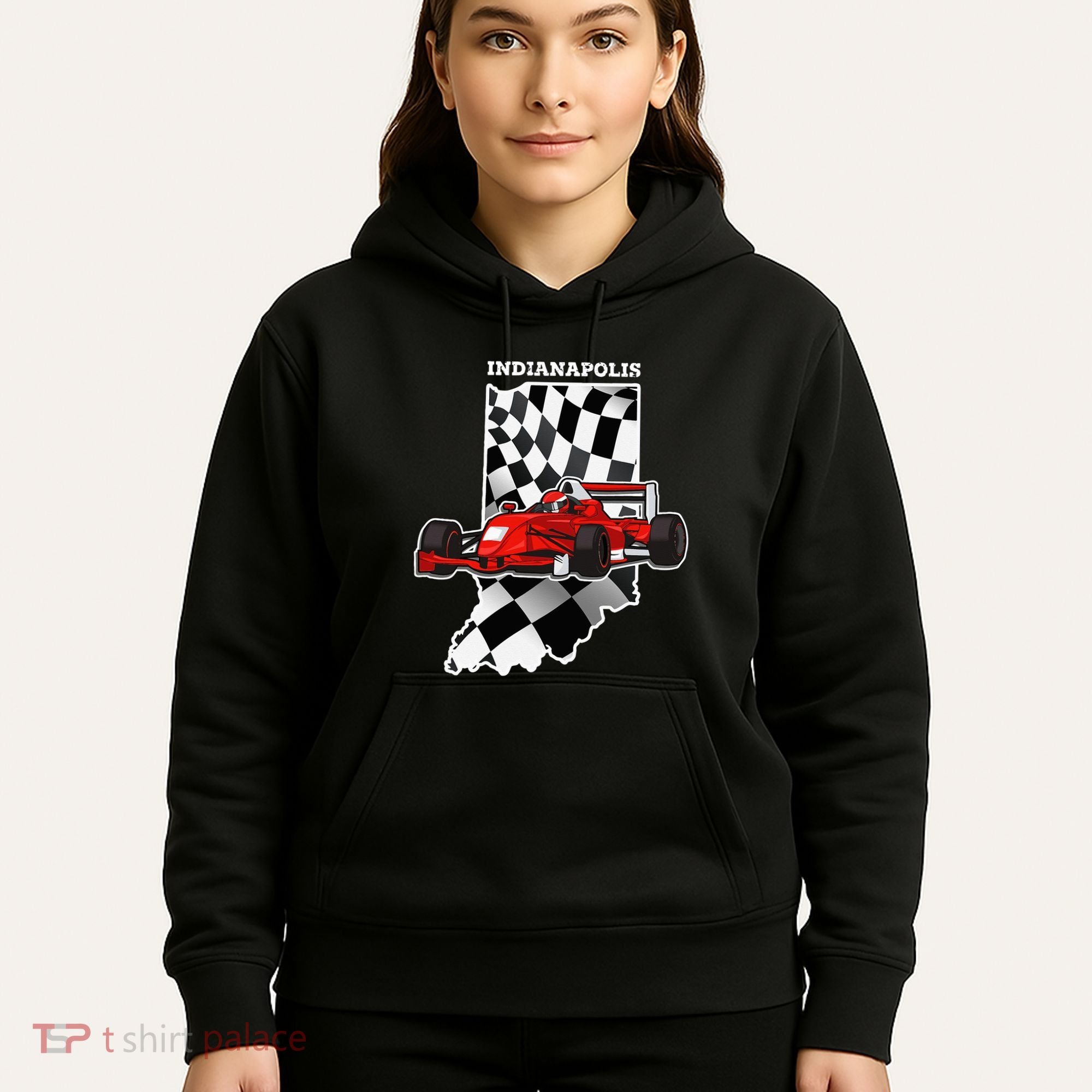 Indianapolis Indycar Racing Map Flag Hoodie